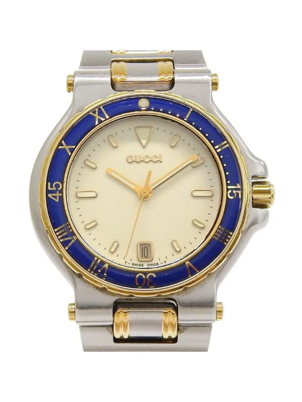 Gucci Stainless Steel Gold Plated Quartz Analog Display Ivory Dial Watch